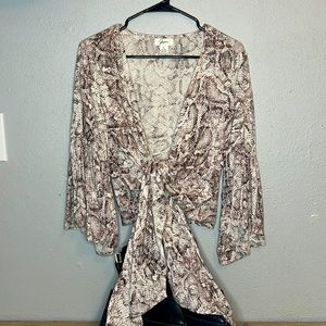 Snake print wrap crop top